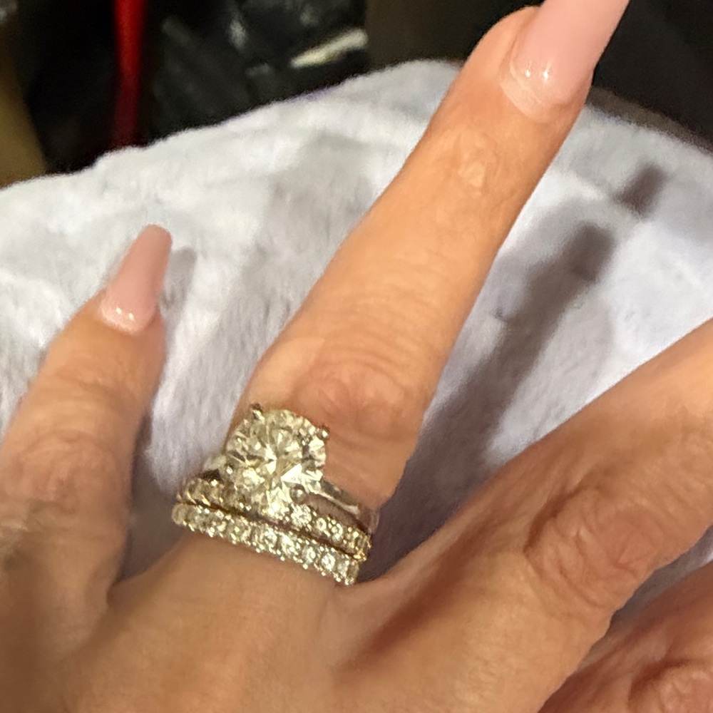 Diamond Engagement Ring Set round 2.75 lab grown diamond white gold 18kt sz6